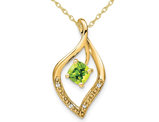 2/3 Carat (ctw) Natural Peridot Pendant Necklace in 14K Yellow Gold with Chain